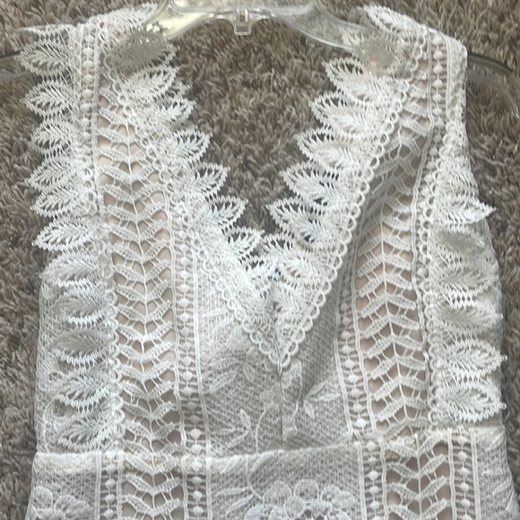 White lace bridesmaid wedding prom dress - Picture 3 of 4